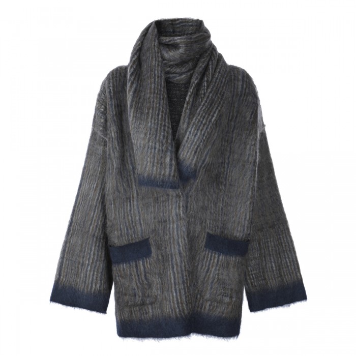 LIGHT GREY MOHAIR AND WOOL...