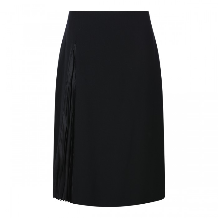 BLACK VIRGIN WOOL MID SKIRT
