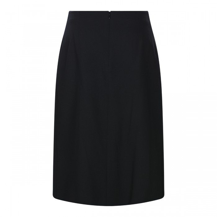BLACK VIRGIN WOOL MID SKIRT 2