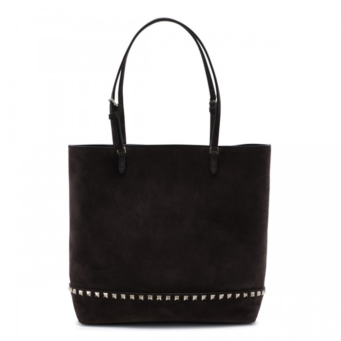 BROWN SUEDE ROCKSTUD TOTE