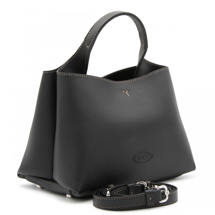 BLACK LEATHER TOP HANDLE BAG 2