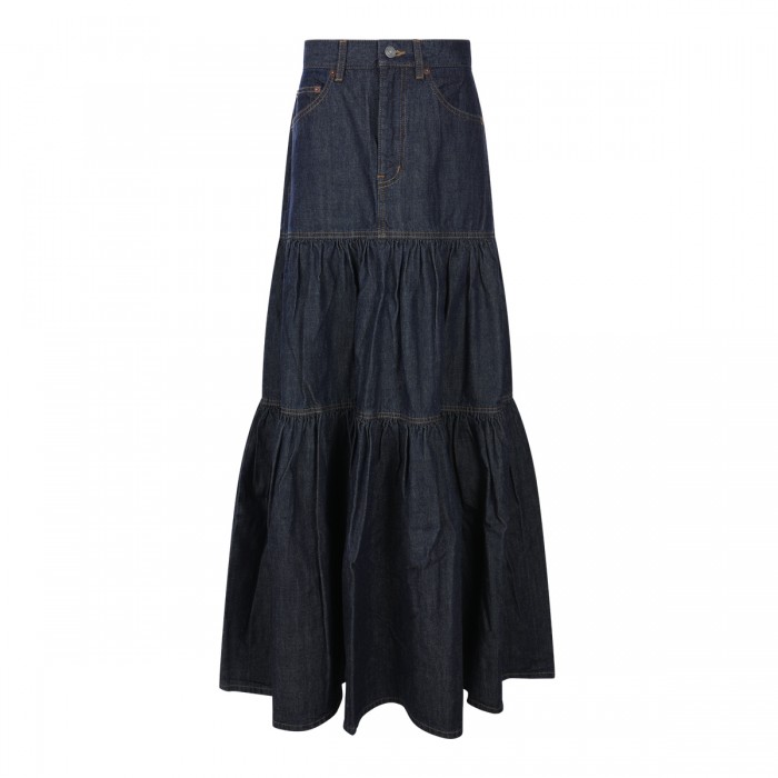 DARK BLUE COTTON MAXI SKIRT