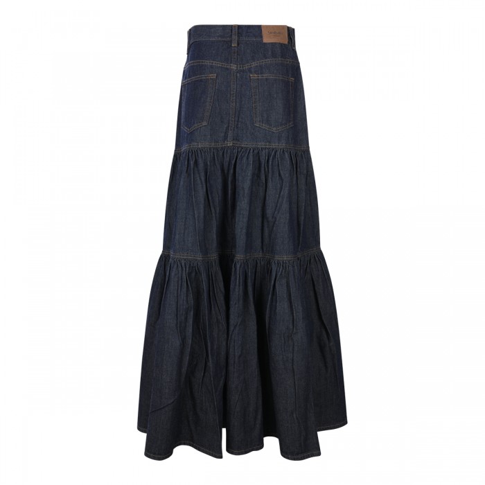 DARK BLUE COTTON MAXI SKIRT 2