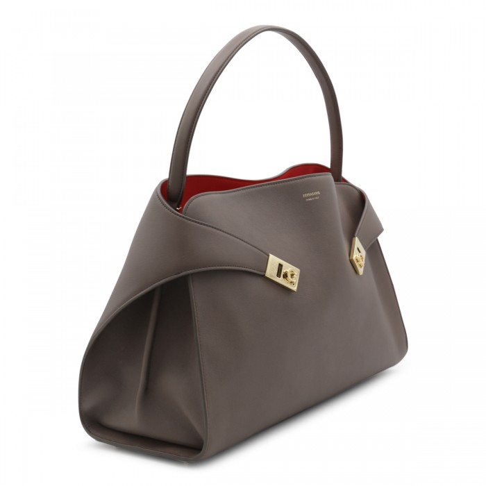 BROWN LEATHER TOP HANDLE BAG 2