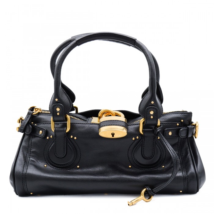 BLACK LEATHER PADDINGTON...
