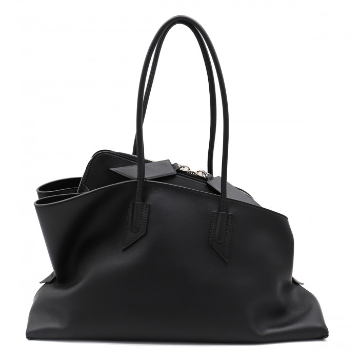 BLACK LEATHER SHOULDER BAG