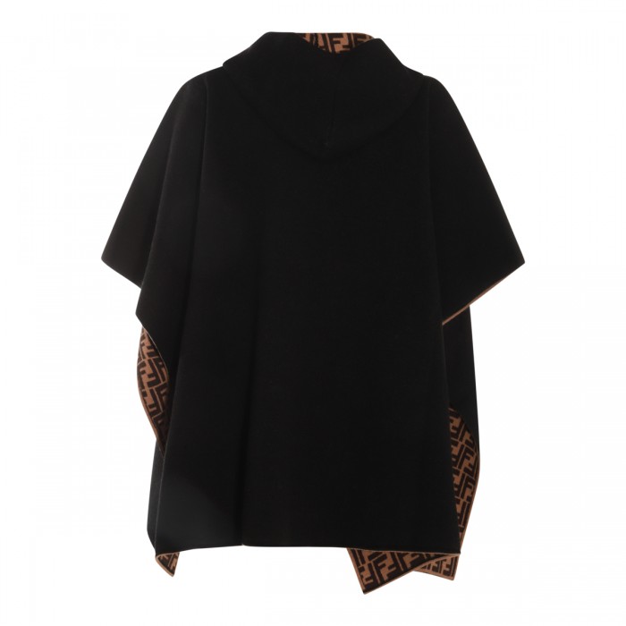 BLACK WOOL REVERSIBLE CAPE 2