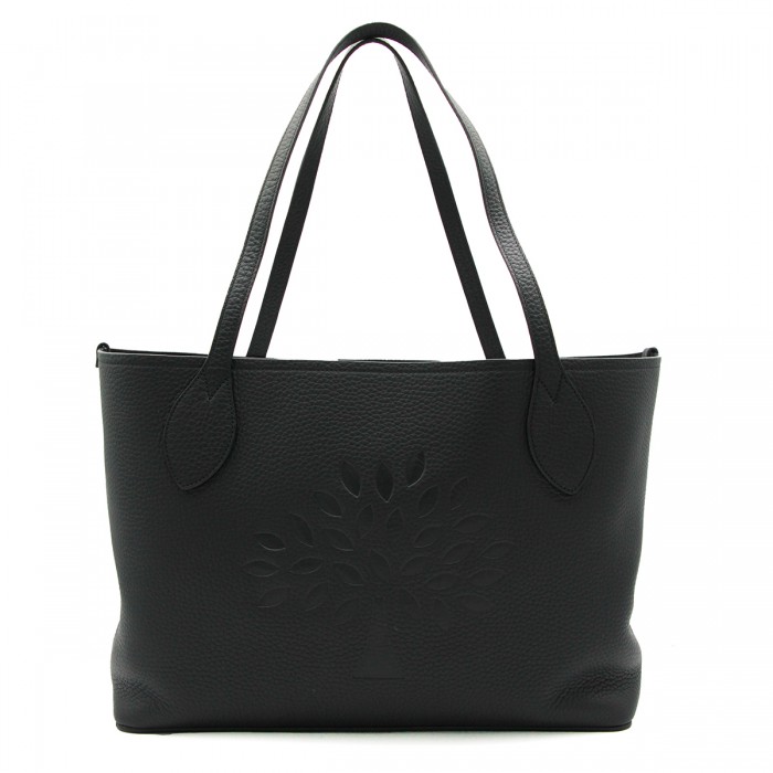 BLACK LEATHER TREE TOTE