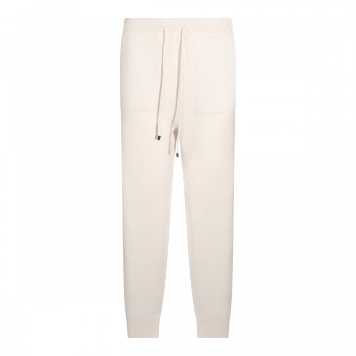 ECRU WOOL AND SILK BLEND PANTS