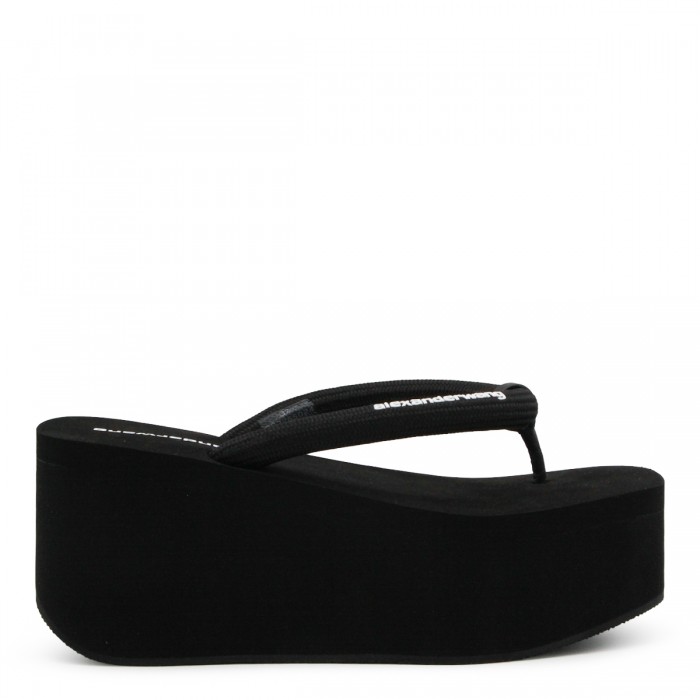 BLACK LOGO PLATFORM SANDALS