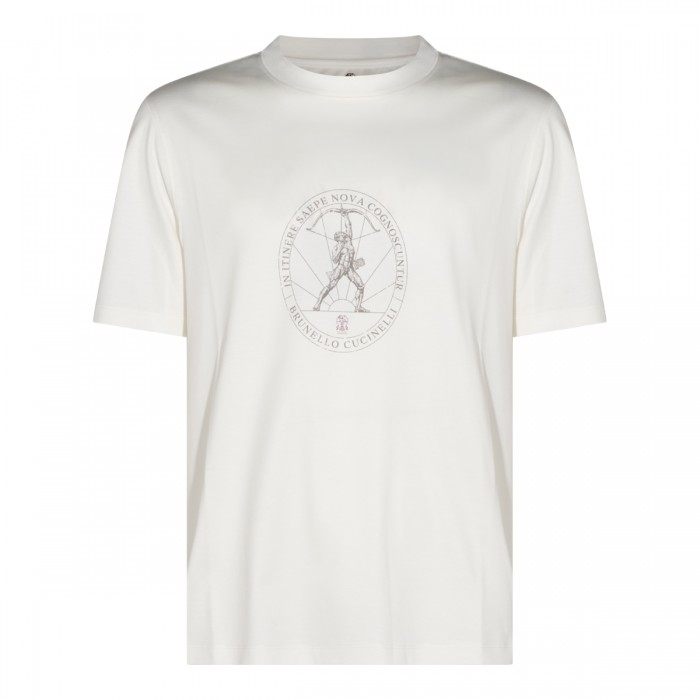 WHITE COTTON PRINTED T-SHIRT