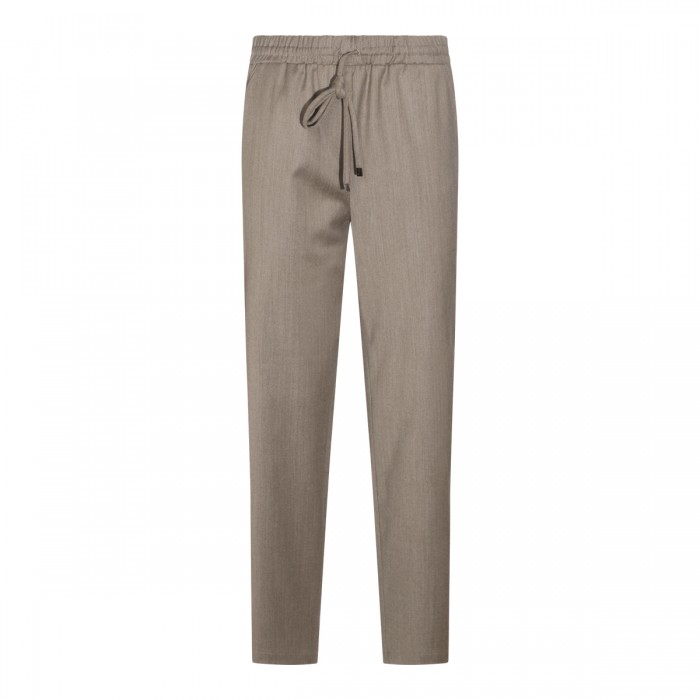 KHAKI WOOL BLEND PANTS