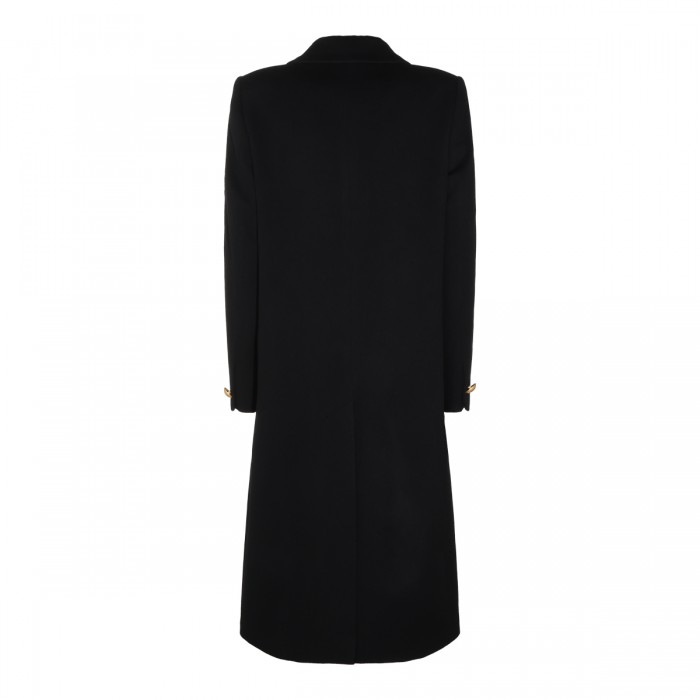 BLACK VIRGIN WOOL LONG COAT 2