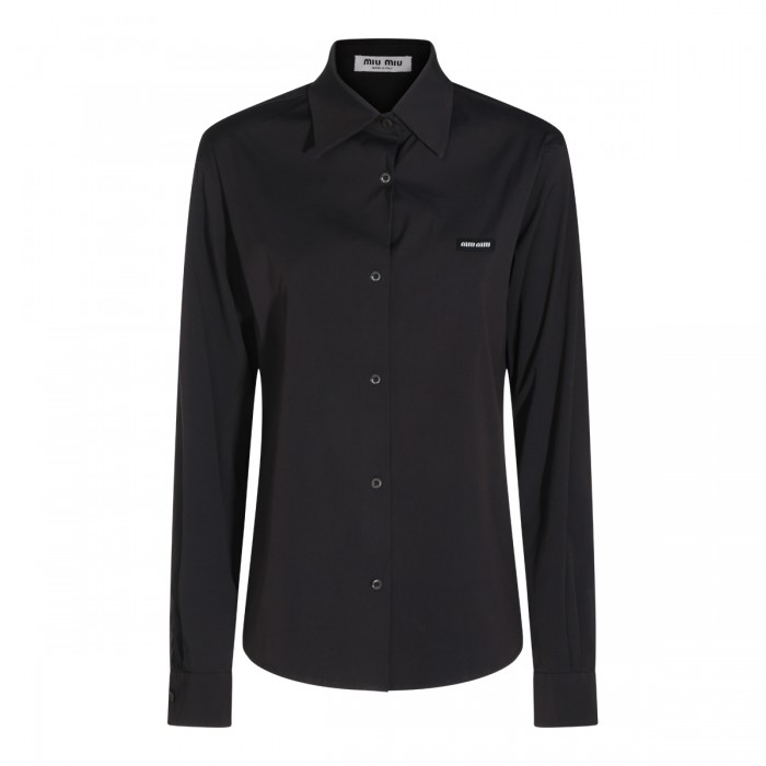 BLACK COTTON STRETCH SHIRT