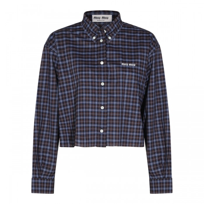 BLUE AND COCOA COTTON PLAID...