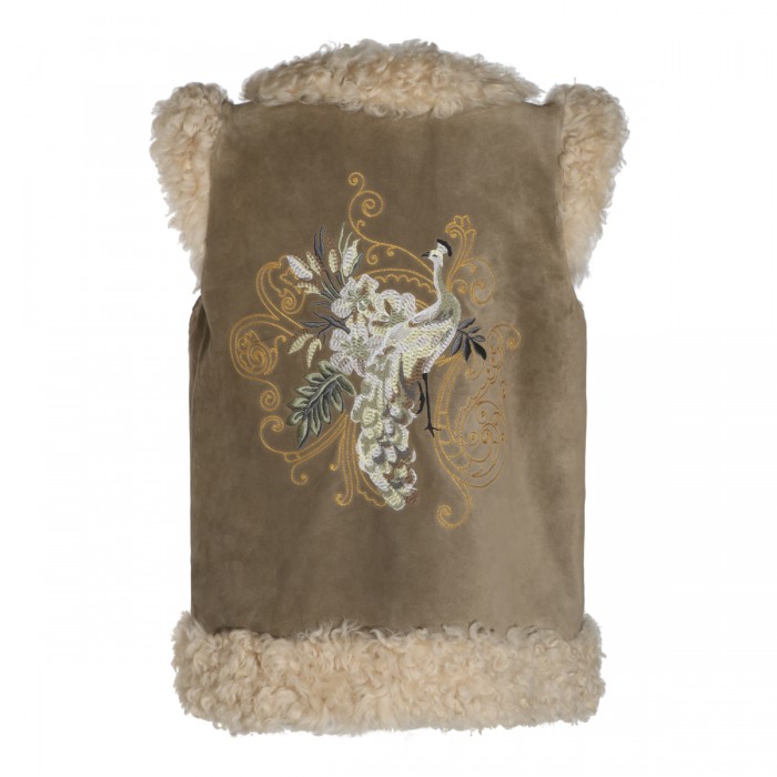 BEIGE LEATHER SHEARLING JACKET 2