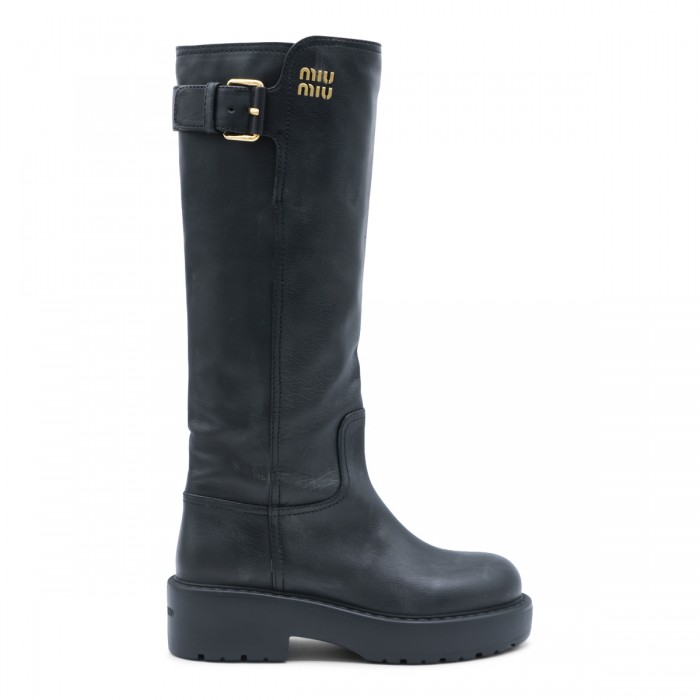 BLACK LEATHER TAURUS BOOTS