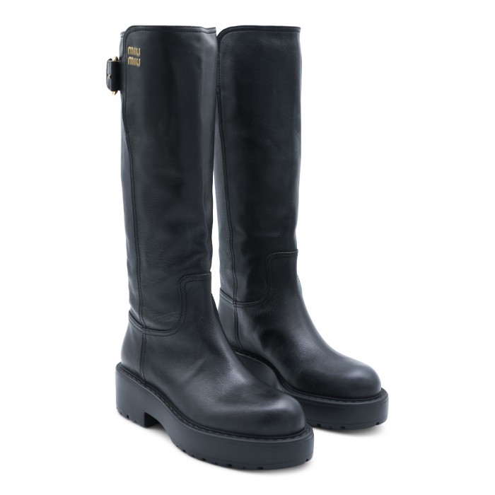 BLACK LEATHER TAURUS BOOTS 2