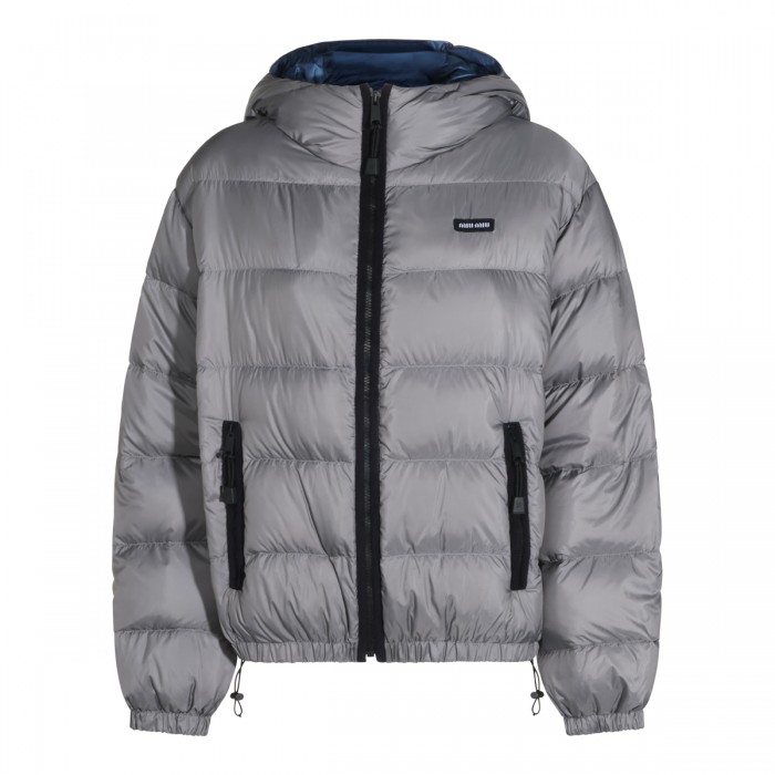 GREY METAL PUFFER DOWN JACKET
