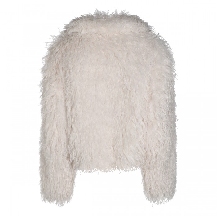 WHITE CROPPED FUR JACKET 2