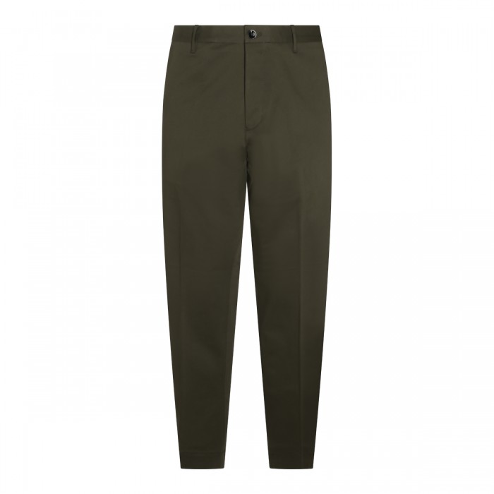 OLIVE GREEN COTTON CHINO PANTS