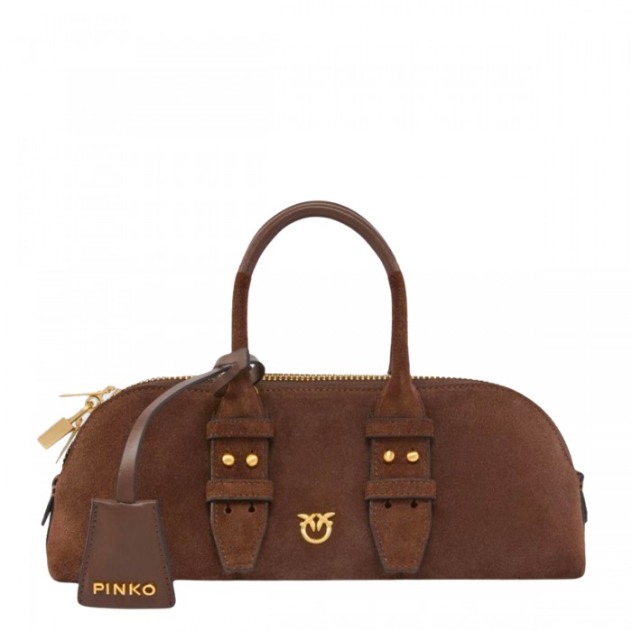 BROWN LEATHER BOWLING TOP...