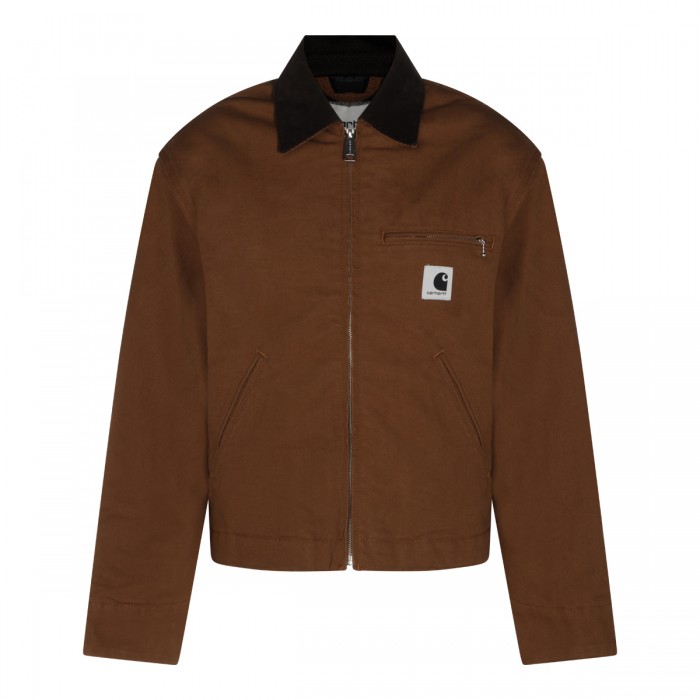 BROWN COTTON CASUAL JACKET