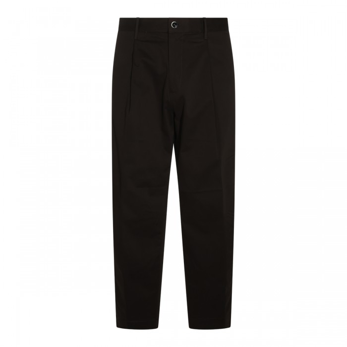 BLACK COTTON STRETCH PANTS