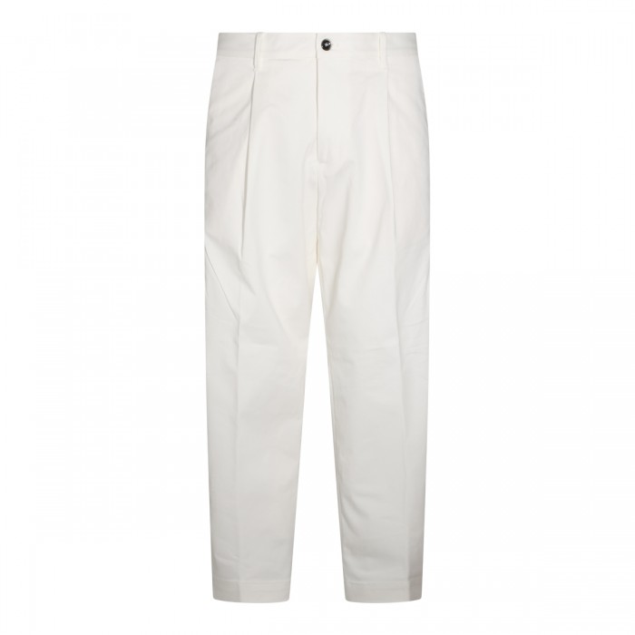WHITE COTTON STRETCH PANTS