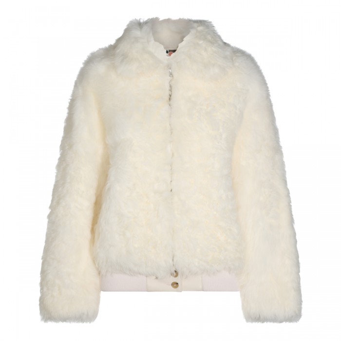 WHITE WOOL FUR JACKET