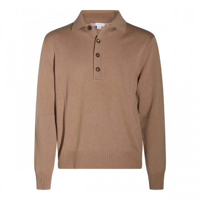 CAMEL CASHMERE POLO SHIRT