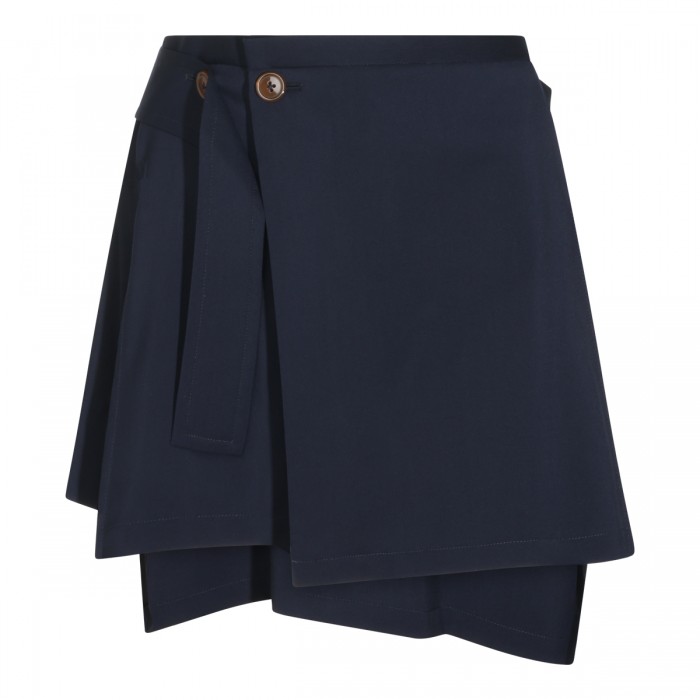 DARK BLUE WOOL MINI SKIRT