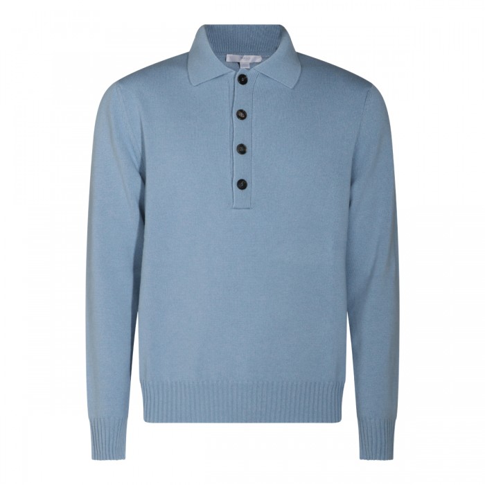 BLUE CASHMERE POLO SHIRT