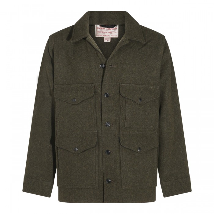 DARK GREEN WOOL CASUAL JACKET